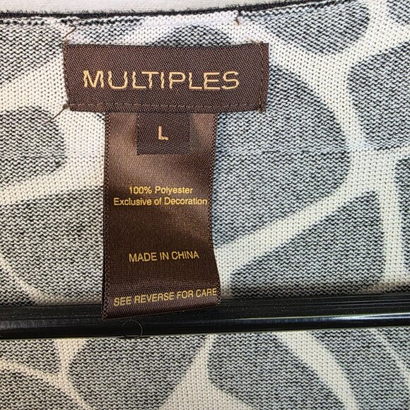 Multiples Large Giraffe Print Beaded Cardigan Black White Long Sleeve Deadstock - Picture 2 of 10